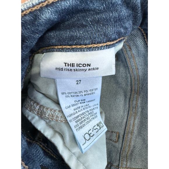 Joes Jeans Womens 27 Blue The Icon Mid Rise Skinny Ankle Denim Distressed Cotton - Picture 5 of 8